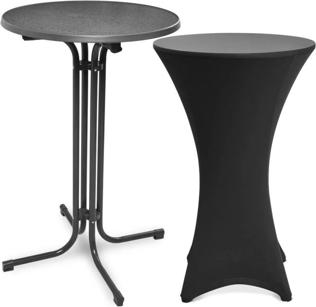 Beautissu Bellini Stehtisch Grau mit Stella Stehtischhusse Schwarz, Durchmesser: 60 cm - Bild 1