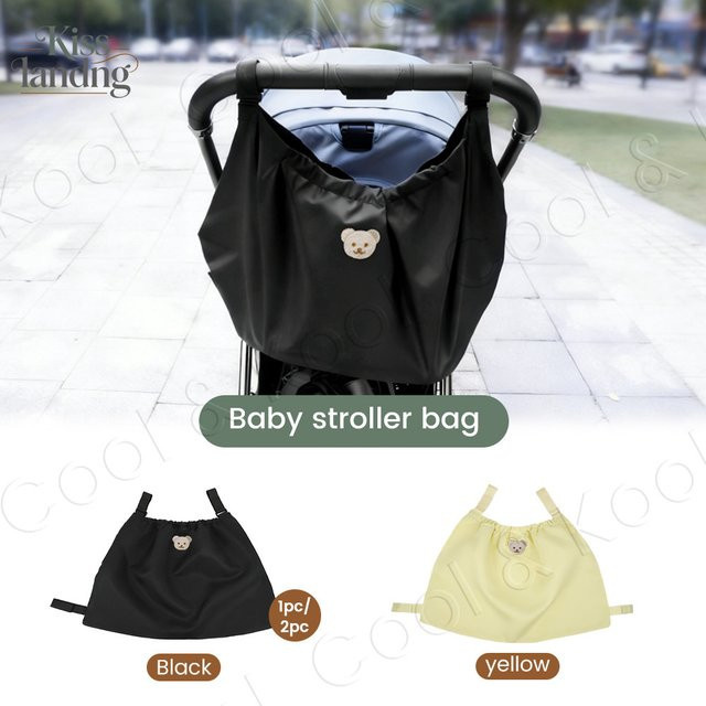 momo&dudu Kinderwagen-Organizer-Tasche mit Clip für Windeln und Babyzubehör in Beige oder Schwarz - Bild 1