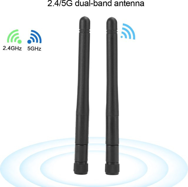 Aramox 2er-Set Dual-Band Wifi Antennen 2,4G/5G 5dBi Mini Wireless Routing Netzwerkkarte in Schwarz, Länge: 11 cm - Bild 1