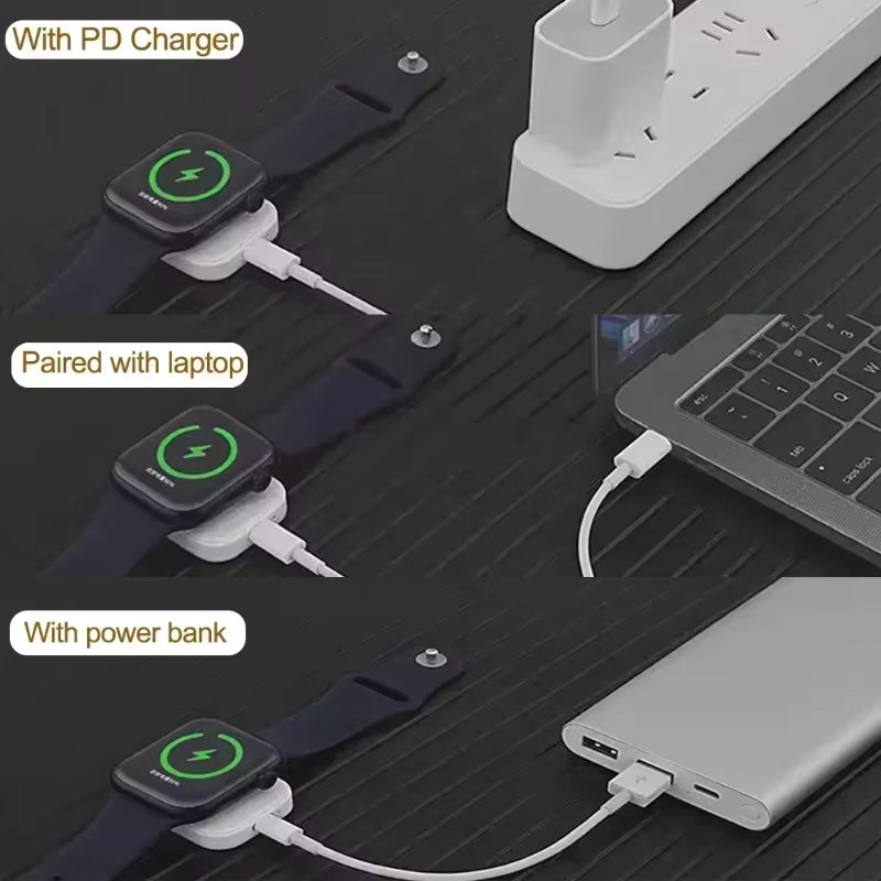 VIKEFON Magnetisches kabelloses Ladegerät für Apple Watch Serie 11 10 9 8 7 6 5 4 3 SE mit USB-C Anschluss in Schwarz - Bild 5