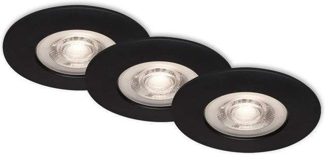 Briloner LED Einbauleuchten Kulana 3er-Set, dimmbar, warmweiß, Schwarz-Matt, IP44 - Bild 1