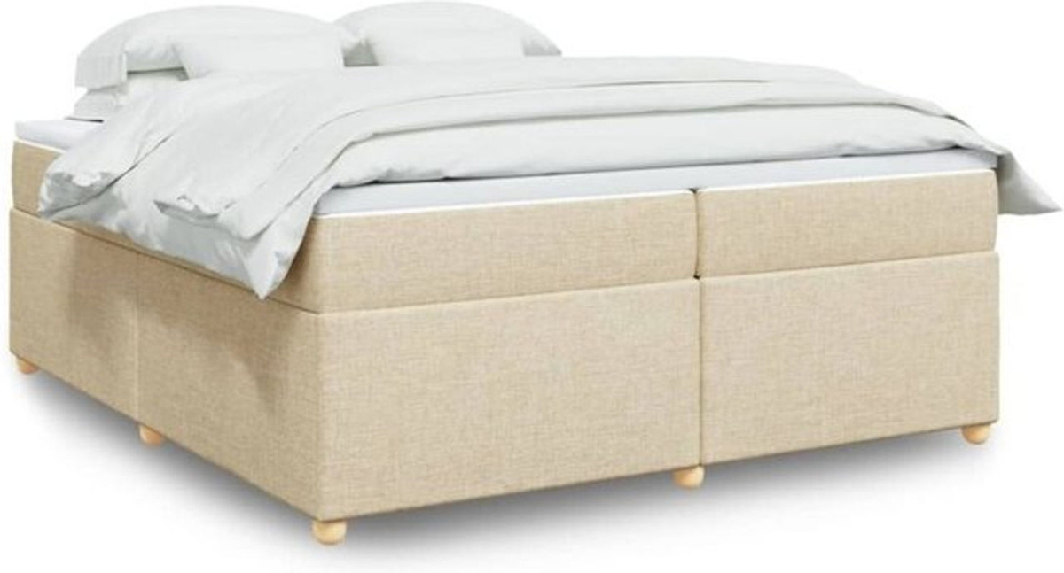 vidaxl Boxspringbett mit Matratze in Creme und Beige aus Stoff, B/T/H: 200 x 200 x 71 cm - Bild 1