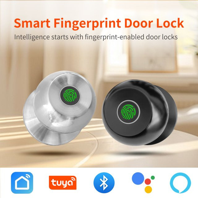 Tuya Smart Türschloss mit Fingerabdruck und Bluetooth App-Steuerung in Schwarz - Bild 1