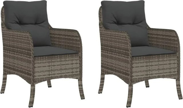 Furnicato Gartenstühle Set aus Poly Rattan mit Kissen in Grau - Bild 1