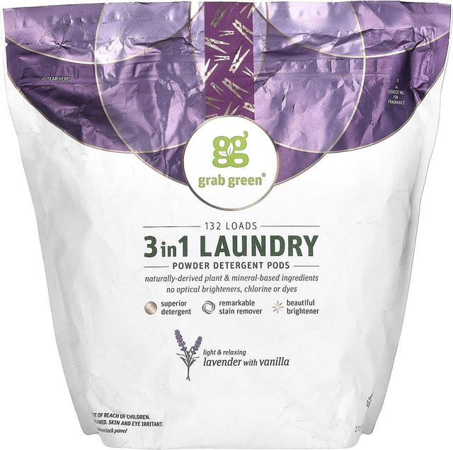 Grab Green 3-in-1 Waschmittel-Pods Lavendel, 2376 g - Bild 1