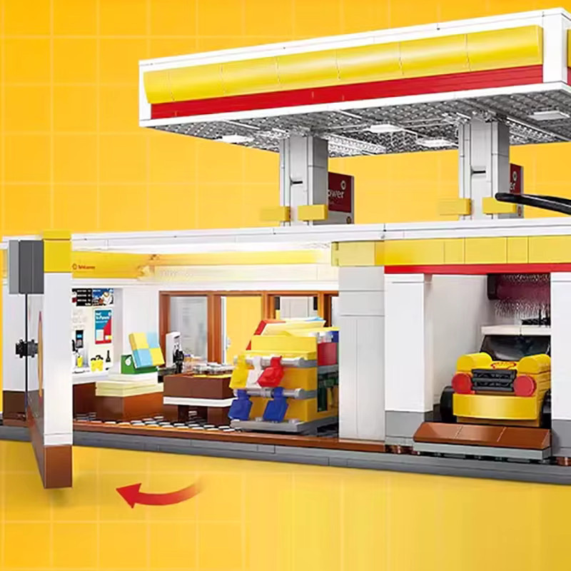 Shell Einzelhandel Station, Bausteine, mit Beleuchtung, 1.309 Teile - Bild 5