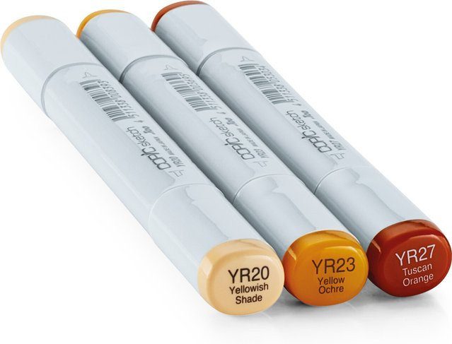 Copic Sketch Set Color Fusion 4 mit 3 Brush-Stiften in Gelb, Orange und Multicolour für Profis - Bild 1