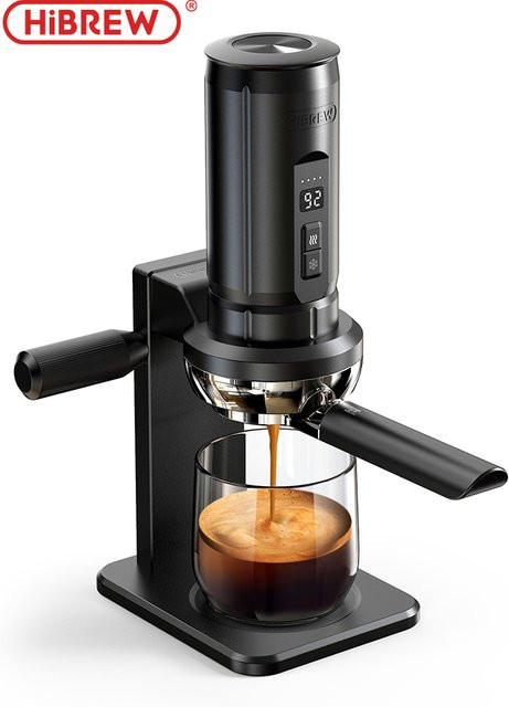 HiBREW H4C Max Tragbare Kaffeemaschine mit kabelloser Heizfunktion und 58-mm-Bodenlosem Siebträgerständer für Zuhause, Büro und Camping - Bild 1