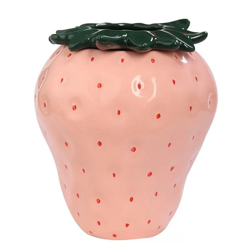 Kreative Erdbeer Vase aus Keramik in Mehrfarbig für Wohnzimmer und Landhaus-Stil - Bild 2