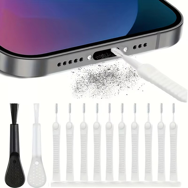 12er Set schlagfeste Reinigungsbürsten in Weiß zur Reinigung von Lücken, Duschköpfen, Telefonanschlüssen und Tastaturen - Bild 1