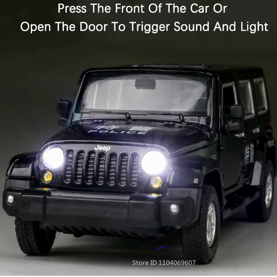 MAKEDA Wrangler Polizeiauto Modell, 1:32, Metalldruckguss, mit Licht und Sound - Bild 4