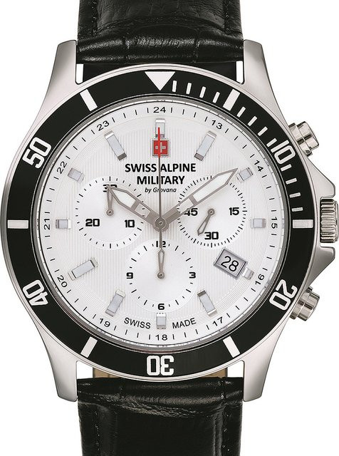 Swiss Alpine Military Chronograph, Quarz, Edelstahl, Leder, 42 mm, Herren - Bild 1