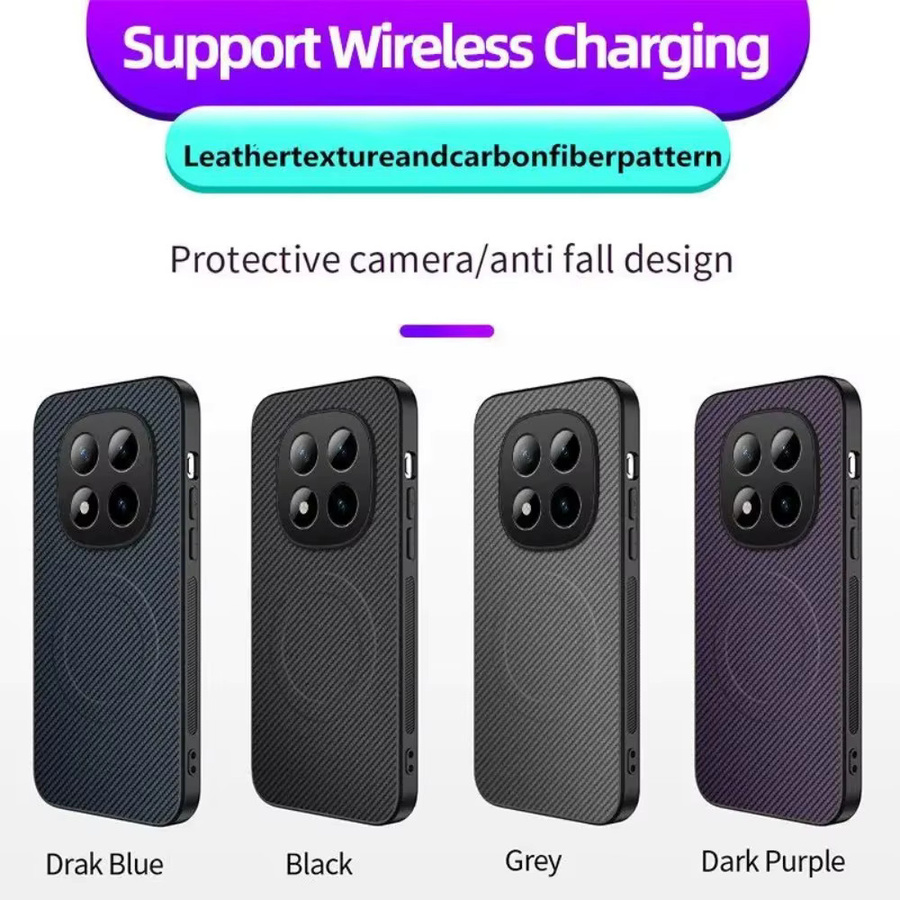 Xiaomi Magnetische Ladehülle mit Carbonfaser-Textur für Redmi Note15 Pro+ 5G und POCO M8 Pro, stoßfeste Schutzhülle aus TPU+PC, Schwarz/Lila - Bild 5