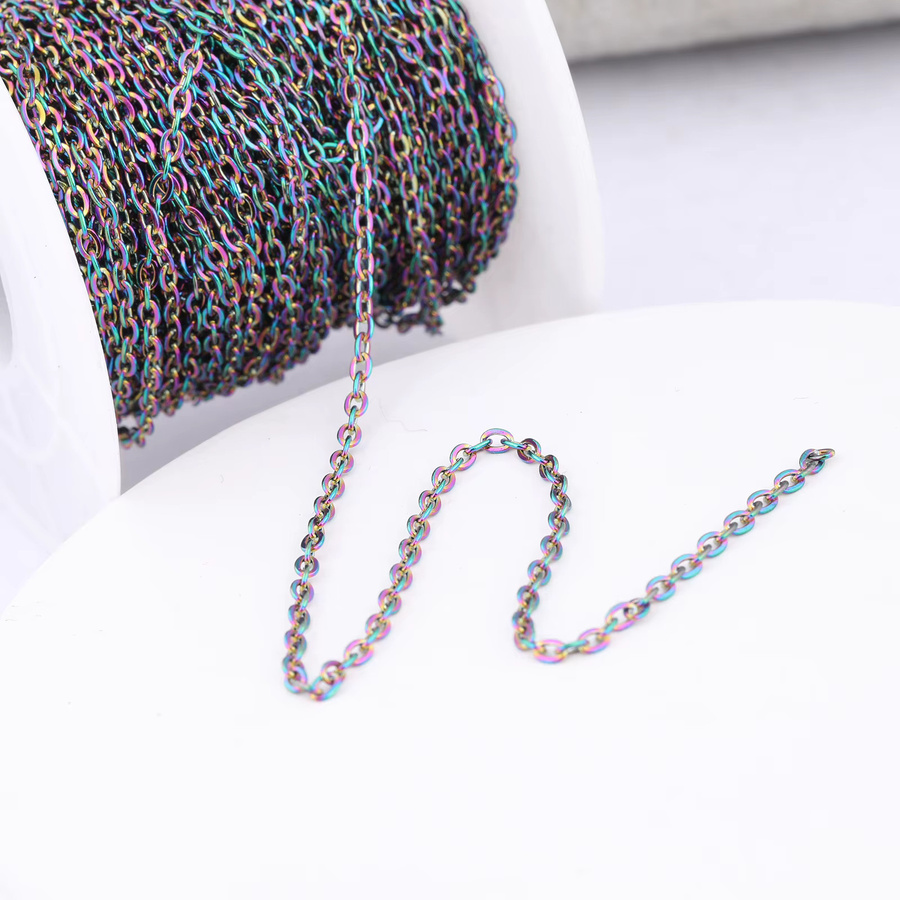 onwear Gliederkette Edelstahl, Regenbogen, 2x2,5mm, 10m - Bild 2