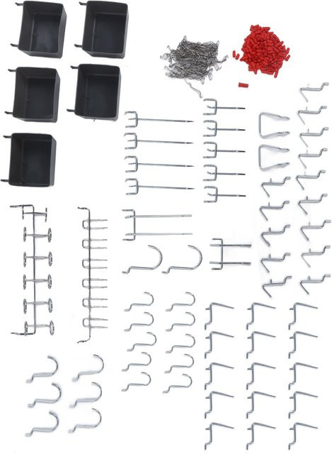TOMTOP JMS Lochwandhaken Sortiment aus Edelstahl in Silber, 114 Stück Werkzeugaufbewahrung Organizer Set - Bild 1