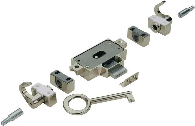 Hettich Nutbart Drehstangenschloss Links in Silber vernickelt mit 25 mm Durchmesser - Bild 1