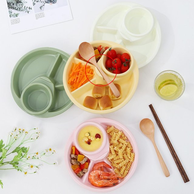 HUXUAN Servierplatte aus Melamin in Weiß, Mikrowellengeeignet, Rundes Nordic Design für Obst, Salat und Dessert - Bild 1