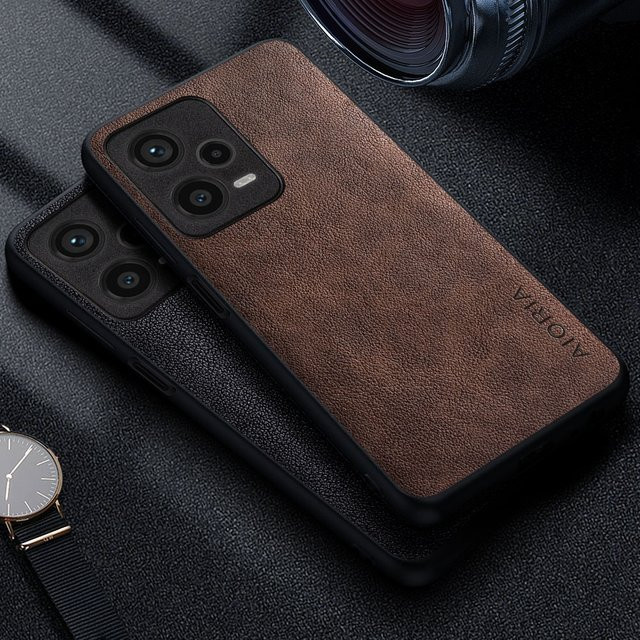 Premium Leder Handyhülle im Retro-Business-Stil für Xiaomi Redmi Note 12, Redmi Note 11 Pro Plus und Redmi Note 12S in Braun - Bild 1