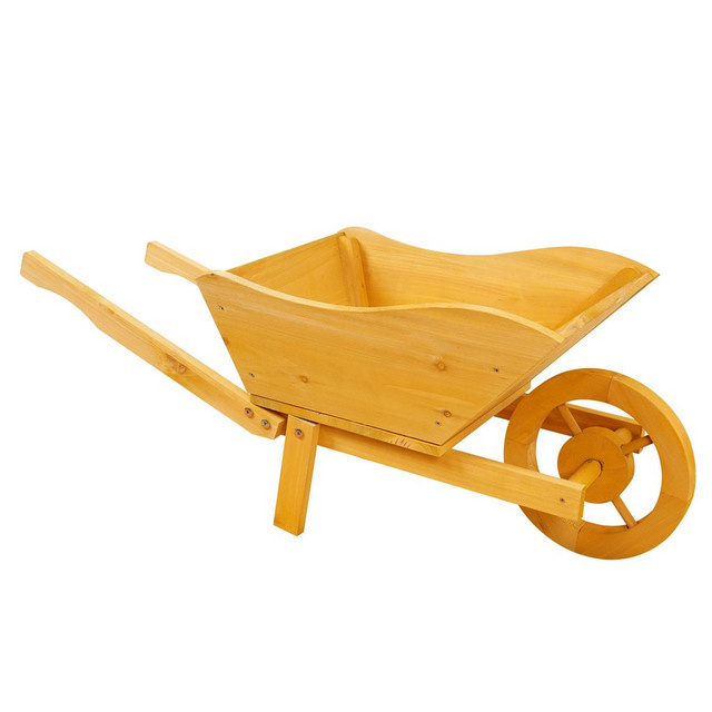 Holzschubkarre in Braun, B/T/H: 83 x 33 x 33 cm - Bild 1