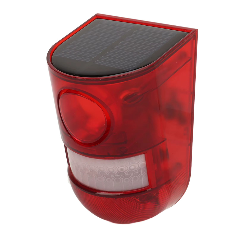 DECDEAL Solar-Bewegungsmelder-Alarm mit 129 dB Ton und Lichtsignal, IP65 wasserdicht, Farbe: Rot - Bild 3