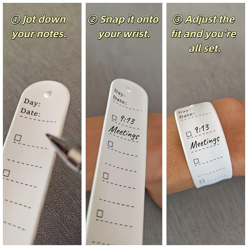 Shenchou Silikon-Armband Notizblock als wiederverwendbare To-Do-Liste mit gebogenem Lineal - Bild 2