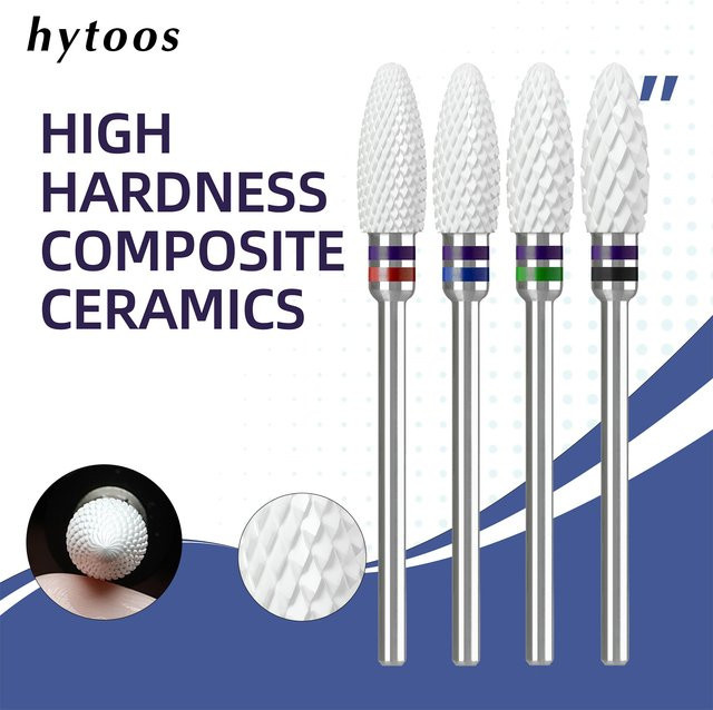 HYTOOS Composite-Keramik-Flammen-Nagelbohrer, Weiß, 6x15mm, Unisex - Bild 1