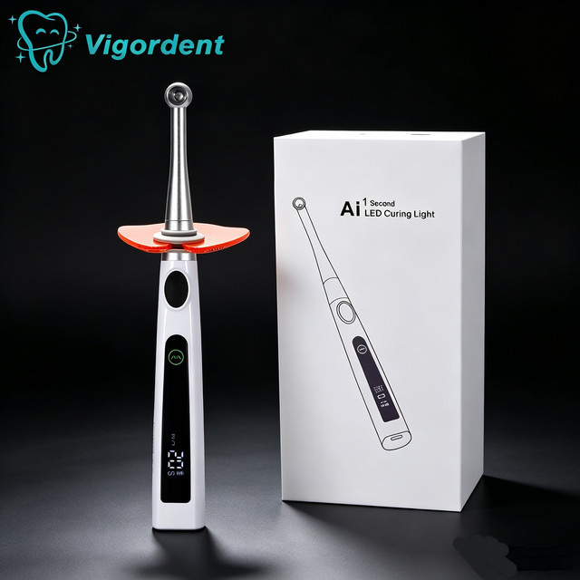 VIGORDENT Kabellose Dental-LED-Polymerisationslampe mit Metallkopf in Weiß, 4 Modi, 800-2400 mW/cm² - Bild 1