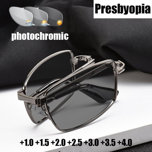 SNQP Lesebrille, Vollrand, rechteckig, Metall, Unisex, photochrom, Blaulichtfilter - Bild 1