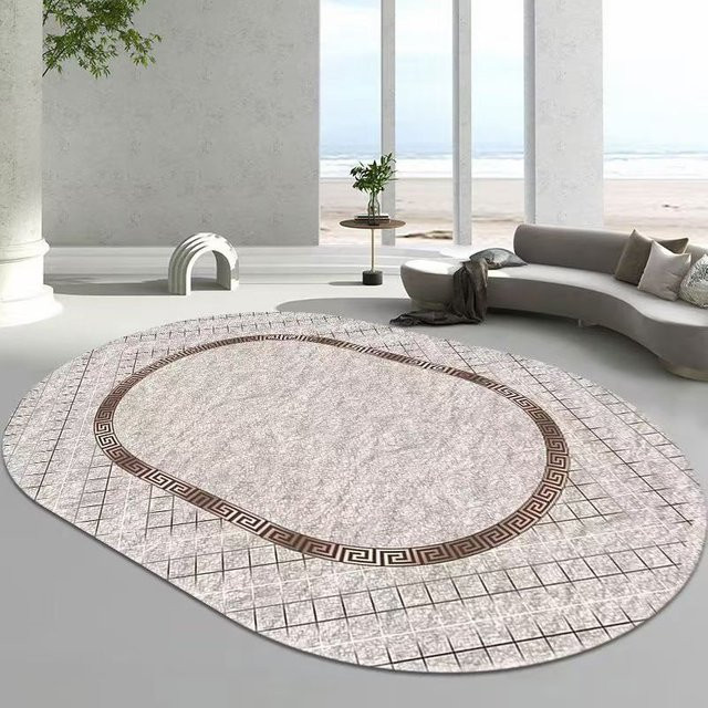 Ovaler Mode-Teppich Wucifang Shoes in Beige, waschbar und rutschfest, ideal für Wohnzimmer, Schlafzimmer oder Küche, B/T: 160 x 300 cm - Bild 1