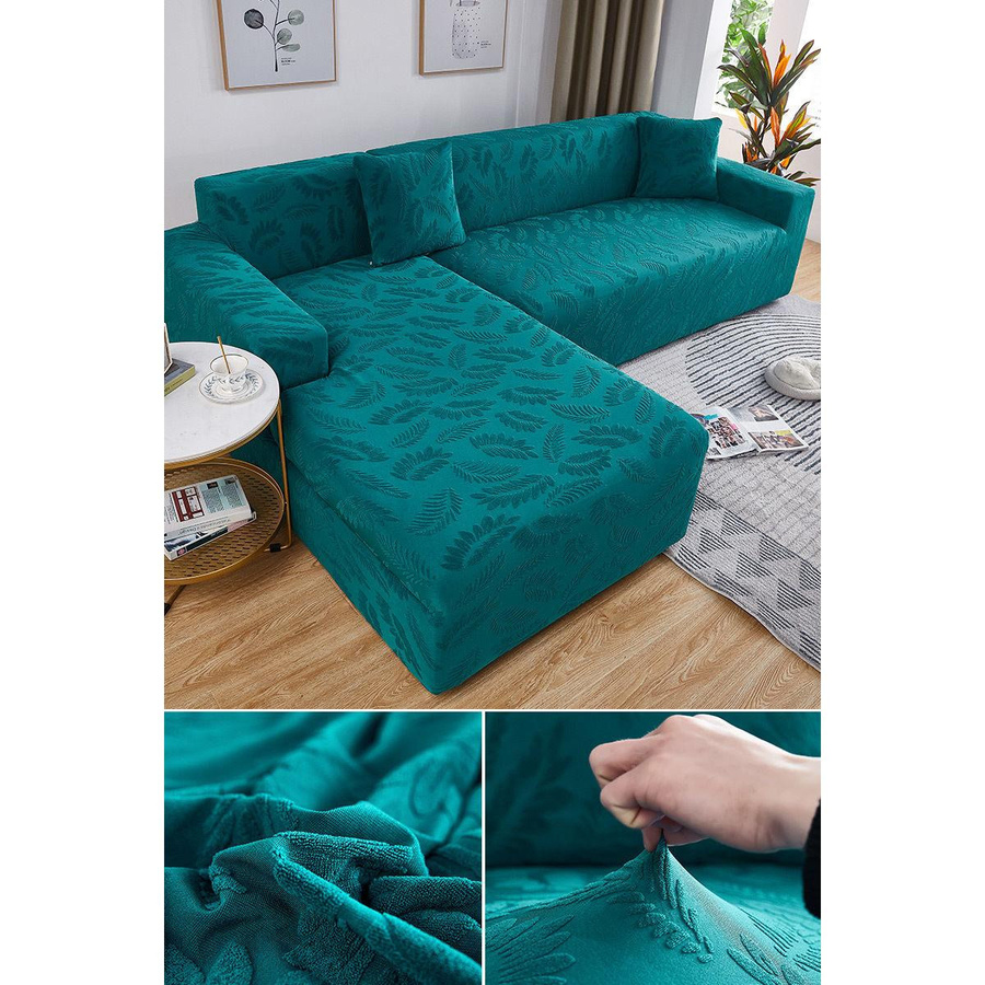 Yiran Furniture Jacquard Sofabezug für 1-Sitzer, elastisch, Blau, Breite: 90-140 cm - Bild 3