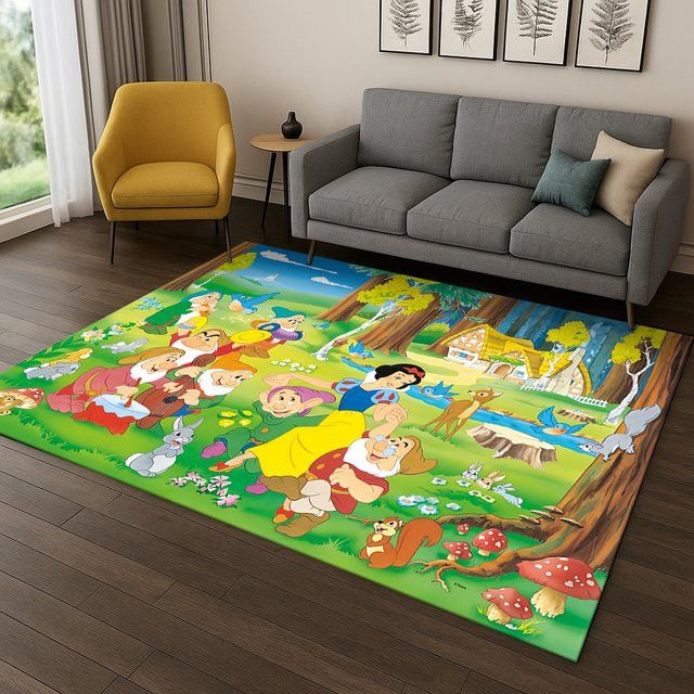 Schneewittchen Prinzessin Cartoon Teppich Multicolor rutschfeste Spielmatte für Kinderzimmer, Wohnzimmer oder Schlafzimmer - Bild 1
