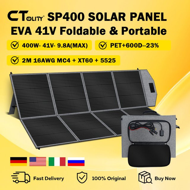CTOLITY SP400 Tragbares Solarpanel 400 W Flexibles Solarladegerät in Schwarz mit IP65 Schutz für Camping und Wohnmobile - Bild 1