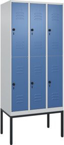 C+P Doppelstock-Spind Classic PLUS Gestell mit 3 Abteilen, Farbe Fernblau RAL 5023, B/T/H: 212 x 90 x 50 cm - Bild 1