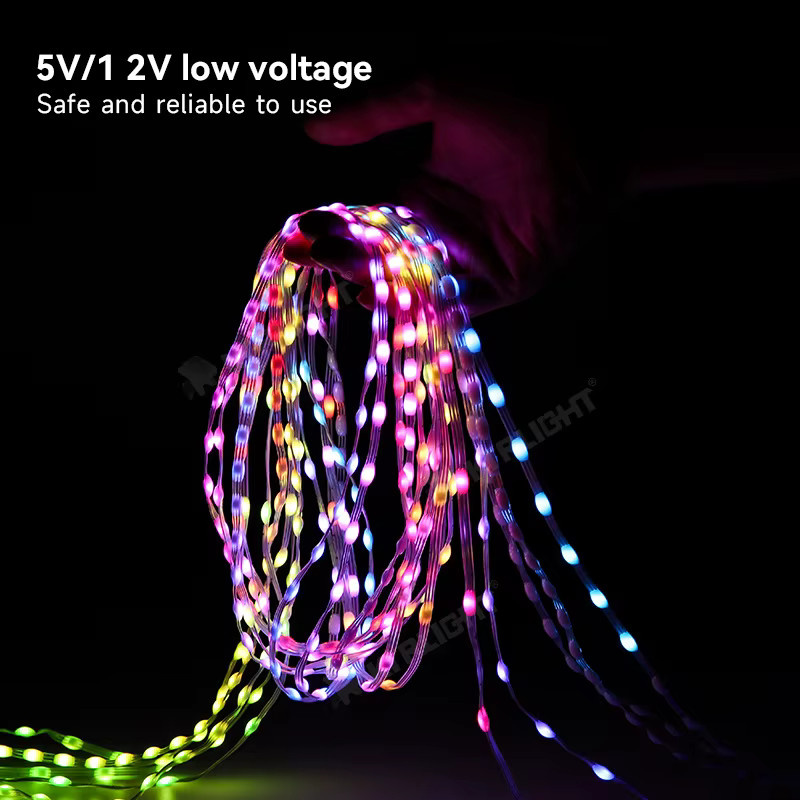 KTRLIGHT WS2811 RGBIC Pixel-Lichterkette transparent mit 3-PIN Anschluss für individuelle LED-Effekte im Garten und Außenbereich - Bild 3