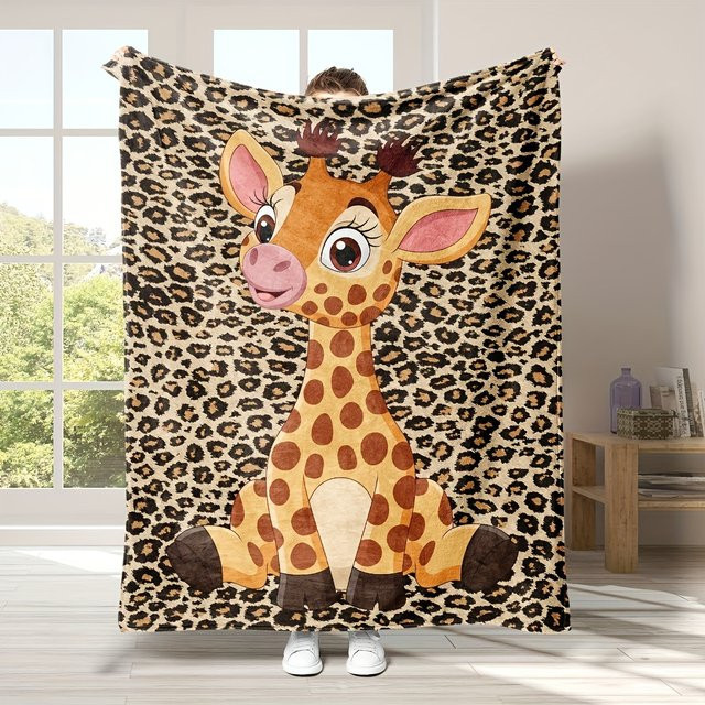 VIKAMA Giraffen-Flanellblanke in Multicolour als Baby-Schlafdecke und Pucktuch für Neugeborene, B/B/H: 100 x 75 x 1 cm - Bild 1