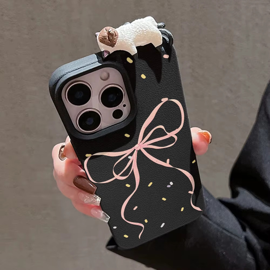 Stoßfeste iPhone Schutzhülle mit süßem 3D-Katzen-Design und Schleifenband für verschiedene iPhone Modelle - Bild 4