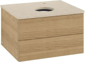 V&B Waschtischunterschrank Antao mit Frontstruktur in Eiche Honig, B/T/H: 60 x 36 x 50 cm - Bild 1