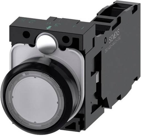 Siemens Drucktaster 3SU1100-0AB70-1FA0 mit rundem Frontring aus Kunststoff in Schwarz und transparentem Knopf - Bild 1