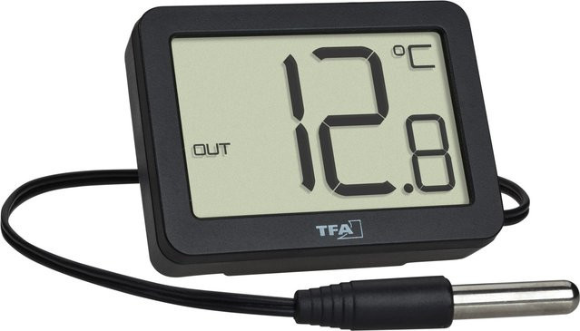 TFA Digitales Innen-Außen-Thermometer mit wasserdichtem Kabelfühler in Schwarz - Bild 1