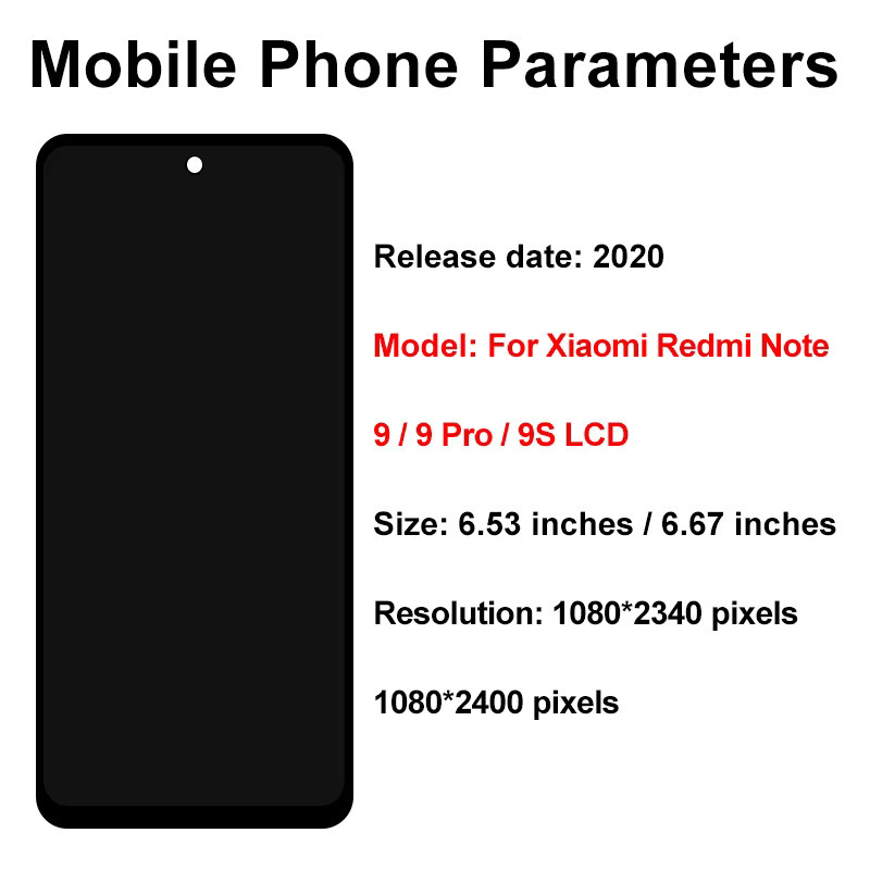 IPS Display Touchscreen für Xiaomi Redmi Note 9, Redmi Note 9S und Redmi Note 9 Pro in Schwarz - Bild 2