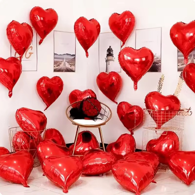 YAYB Herz-Folienballons in Rot, 50 Stück, 10 Zoll, für Valentinstag, Geburtstag und romantische Dekorationen - Bild 1