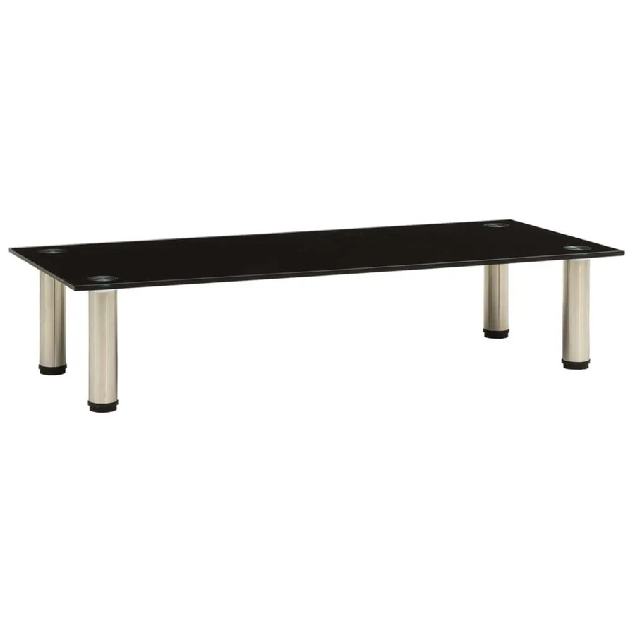 vidaXL TV-Tisch aus Hartglas in Schwarz mit Edelstahl, modern und glänzend, B/T/H: 80 x 35 x 17 cm - Bild 2