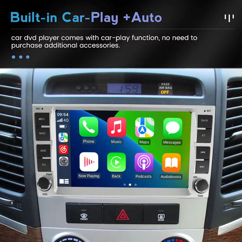 Navifly Android 15 Multimedia-Player für Hyundai Santa Fe 2006-2012 mit 4-Kern Prozessor, 64GB Speicher, kabellosem Carplay, WiFi und GPS in Schwarz - Bild 4