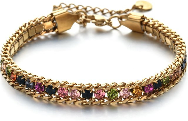 ZMZY Armband, goldfarben, Kristall-Zirkonia, Edelstahl, Damen Herren - Bild 1