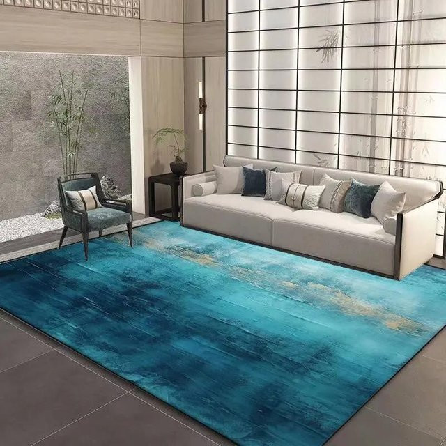 Karpetti Wohnzimmerteppich in Blau mit abstraktem geometrischem Design, waschbar und rutschfest, B/T: 180 x 280 cm - Bild 1