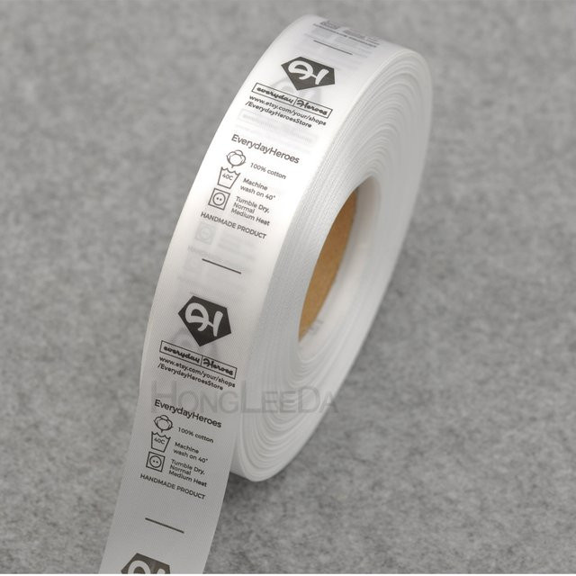 HONGLEEDA Satin-Pflegeetiketten in Rolle, Weiß, Breite: 30 mm - Bild 1