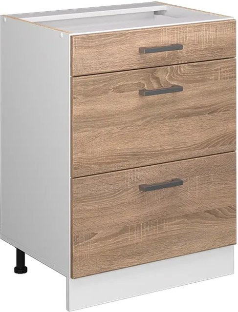 Vicco Küchenunterschrank R-Line Sonoma Weiß mit Schubladen Breite: 60 cm - Bild 1