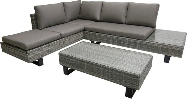 DELUKE Gartenloungeset JOCHEN 3-tlg. aus Aluminium und Kunststoff in Grau - Bild 1