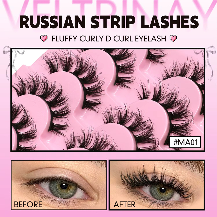 Veltrinay Künstliche Wimpern, D-Lock, Natürlich, Unisex - Bild 4