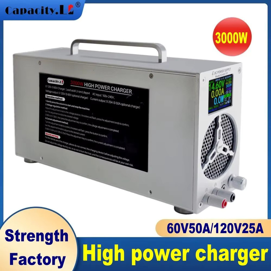 Einstellbares LiFePO4 Batterieladegerät und Netzteil mit 3000W, Silber - Bild 1
